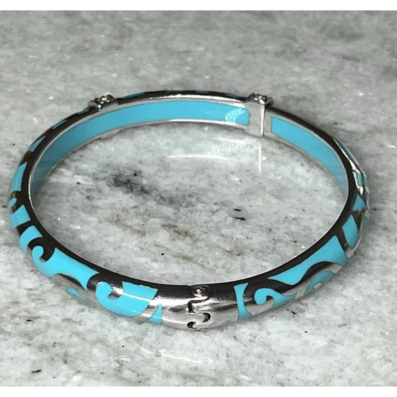 Angelique de Paris Veranda Bracelet Sterling Silver & Robins Egg Blue Resin - Picture 2 of 9